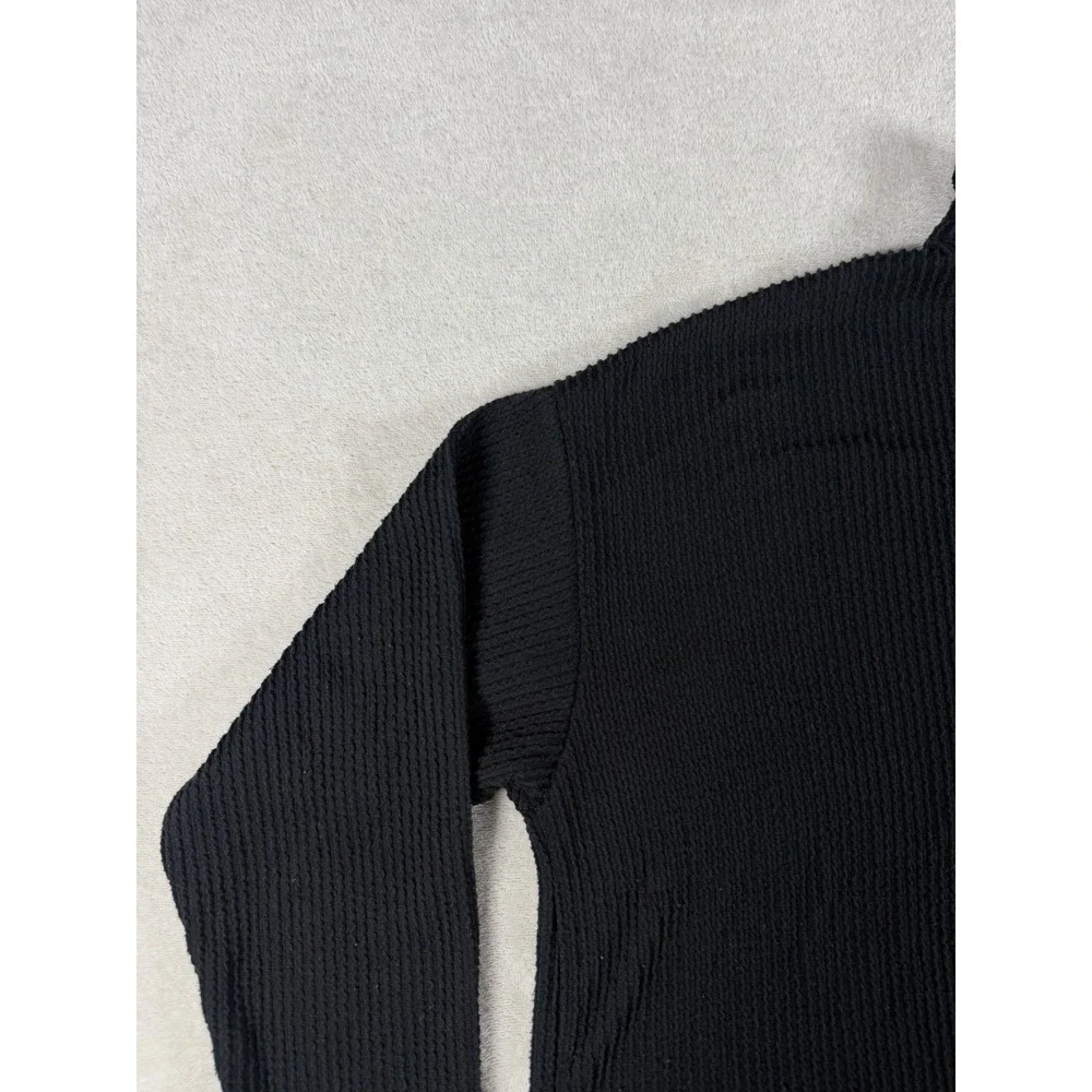 Fashion Nova Ribbed 2 Piece Lounge Set Black Henley Top Boxer Shorts Medium‎